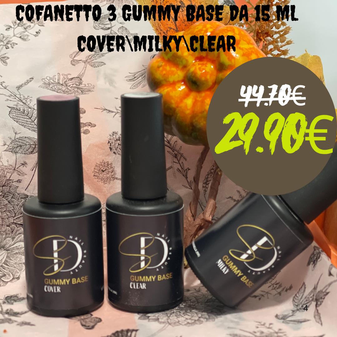 Cofanetto 3 Gummy base da 15ml  (Cover/Milky/Clear)